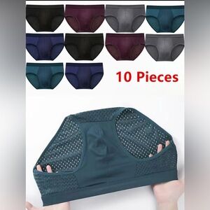 Set of ten breathable mesh briefs. Size Medium. Various colors